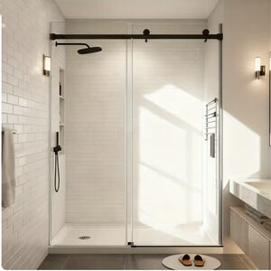 Naturebath 60x76 Frameless Sliding Shower Door Matte Black